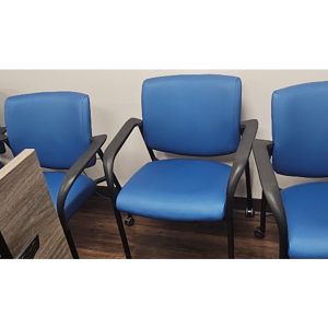 Blue Stack Chairs on Casters