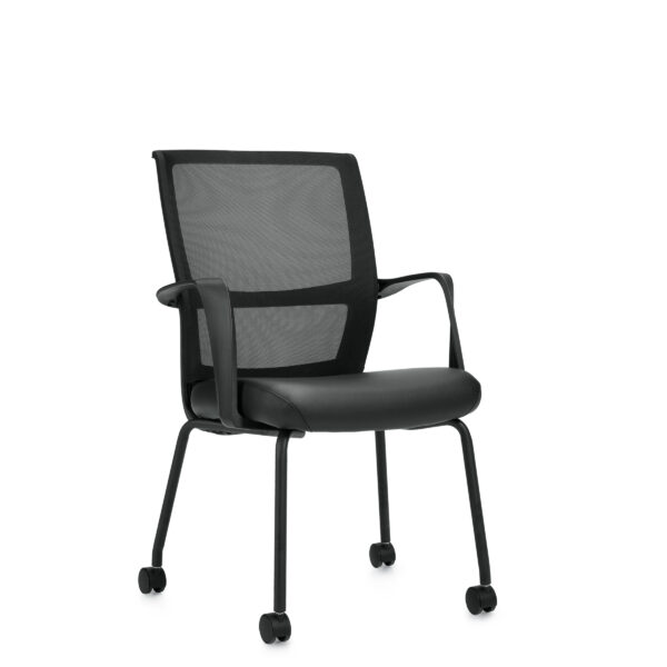 Low Back Mesh Armchair w/ Luxhide Seat OTG13050B - Image 2