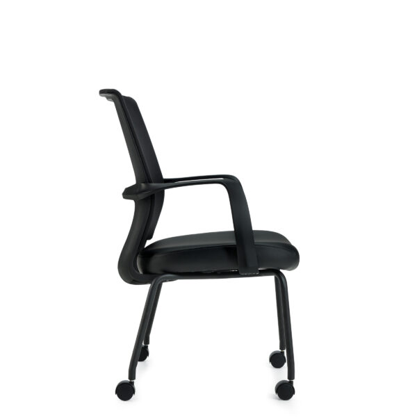 Low Back Mesh Armchair w/ Luxhide Seat OTG13050B - Image 3