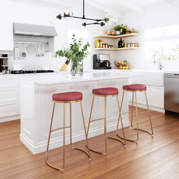 Bree Barstool Burgundy & Gold 101264 (set of 2) - Image 2