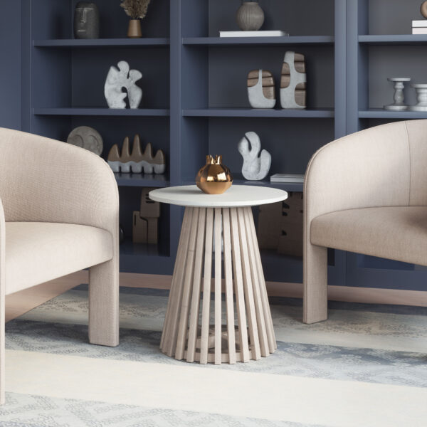 Mazara Side Table White & Whitewashed 109862 - Image 2
