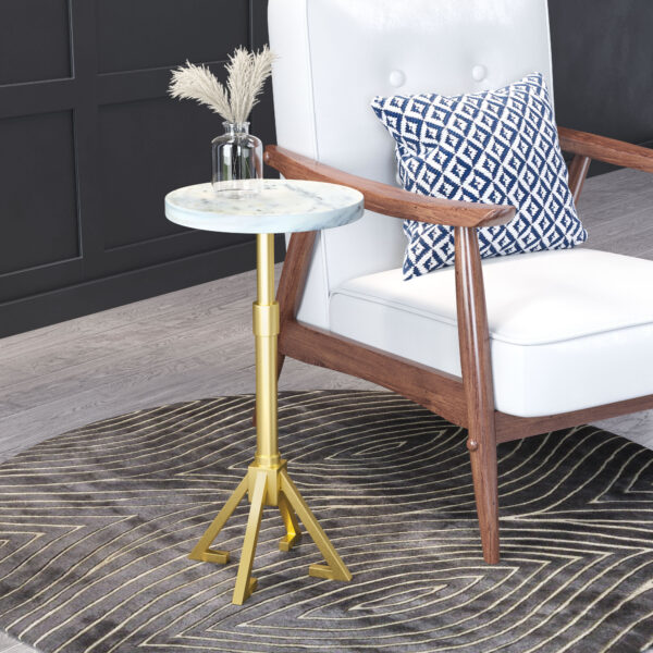 Maurice Side Table White & Gold 109561 - Image 2