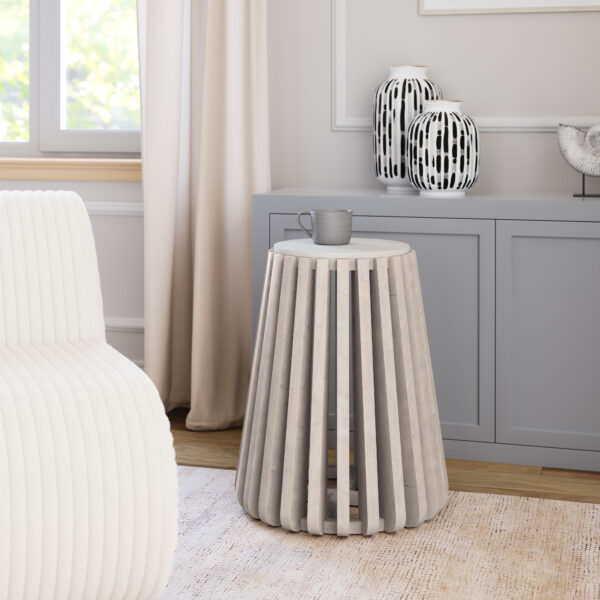 Cyprus Side Table White & Whitewashed 109915 - Image 2