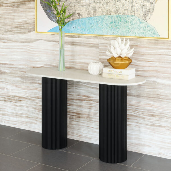Izola Console Table White & Black 110230 - Image 2