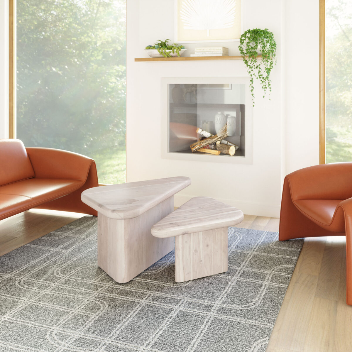 Navidic Coffee Table Set Whitewashed 109872 - Image 2