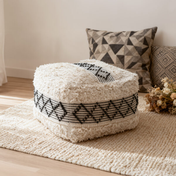 Pisco Ottoman Beige & Black 109823 - Image 2