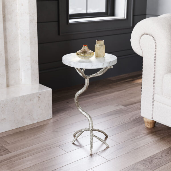 Joel Side Table White & Silver 109560 - Image 2
