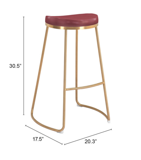 Bree Barstool Burgundy & Gold 101264 (set of 2) - Image 12