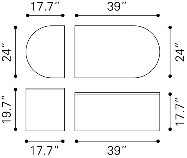 Ormara Coffee Table Set White & Black 109920 - Image 2