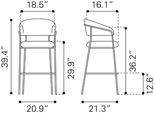 Josephine Barstool Brown 109674 (set of 2) - Image 3