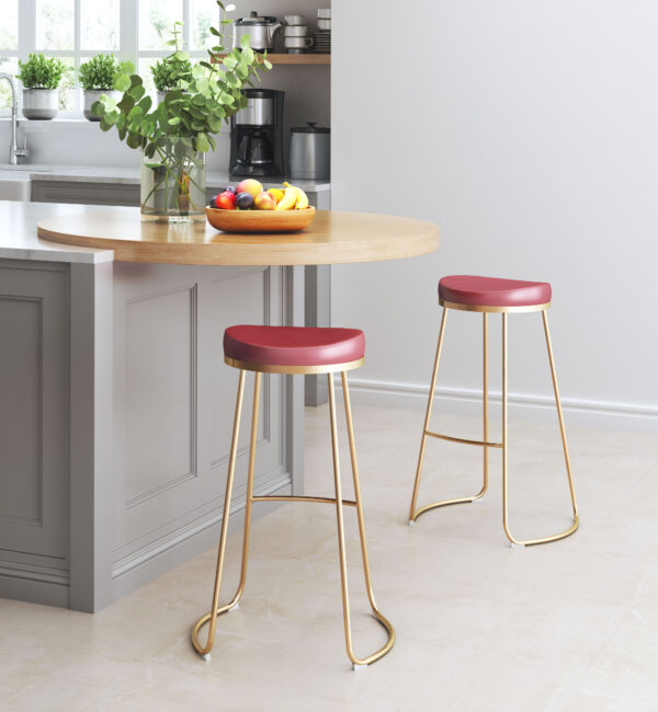Bree Barstool Burgundy & Gold 101264 (set of 2) - Image 4