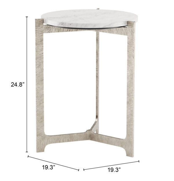 Barmas Side Table White & Silver 110256 - Image 8