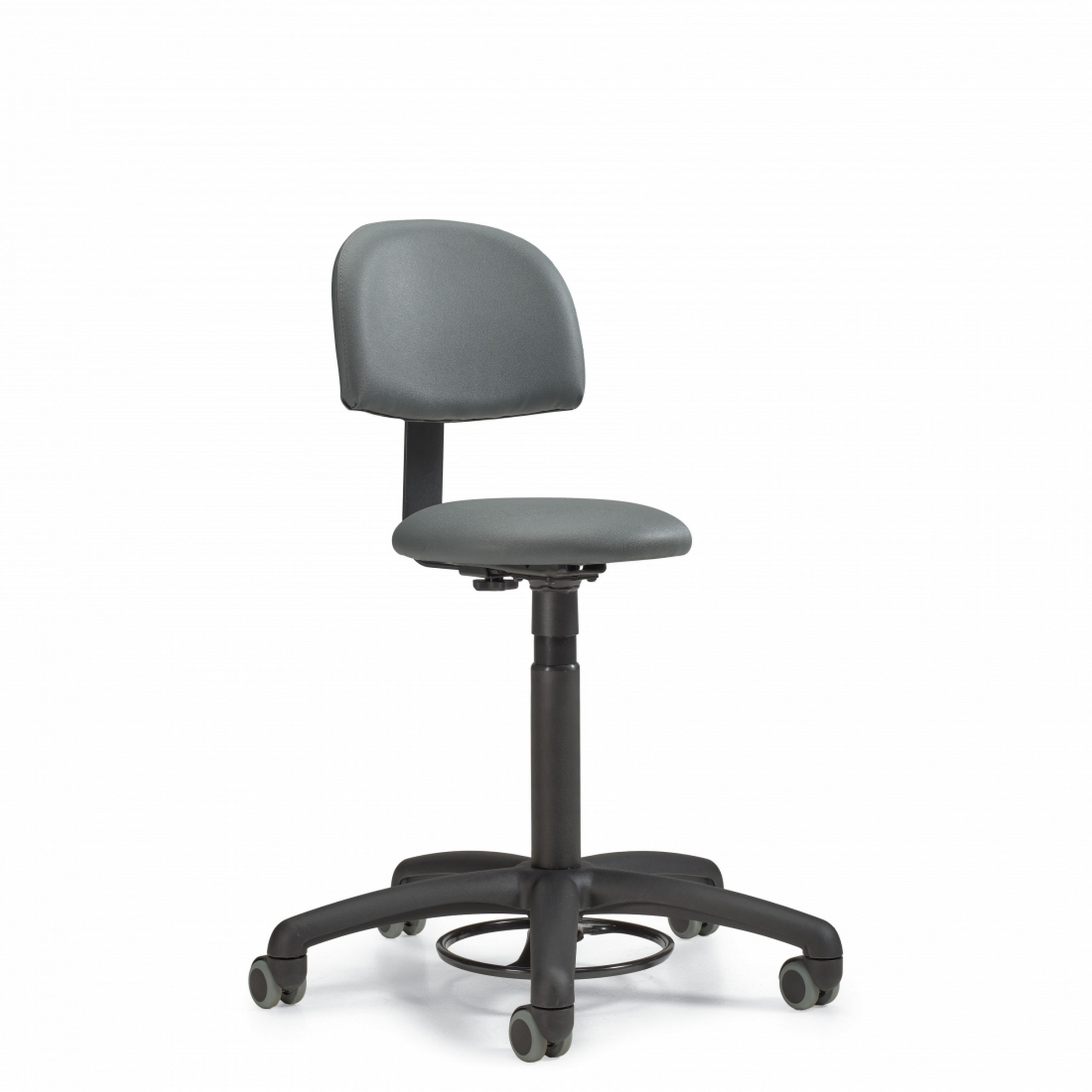 Foot Activated Stools Lab Swivel Stool, Small Upholstered Back (GC9668FG)
