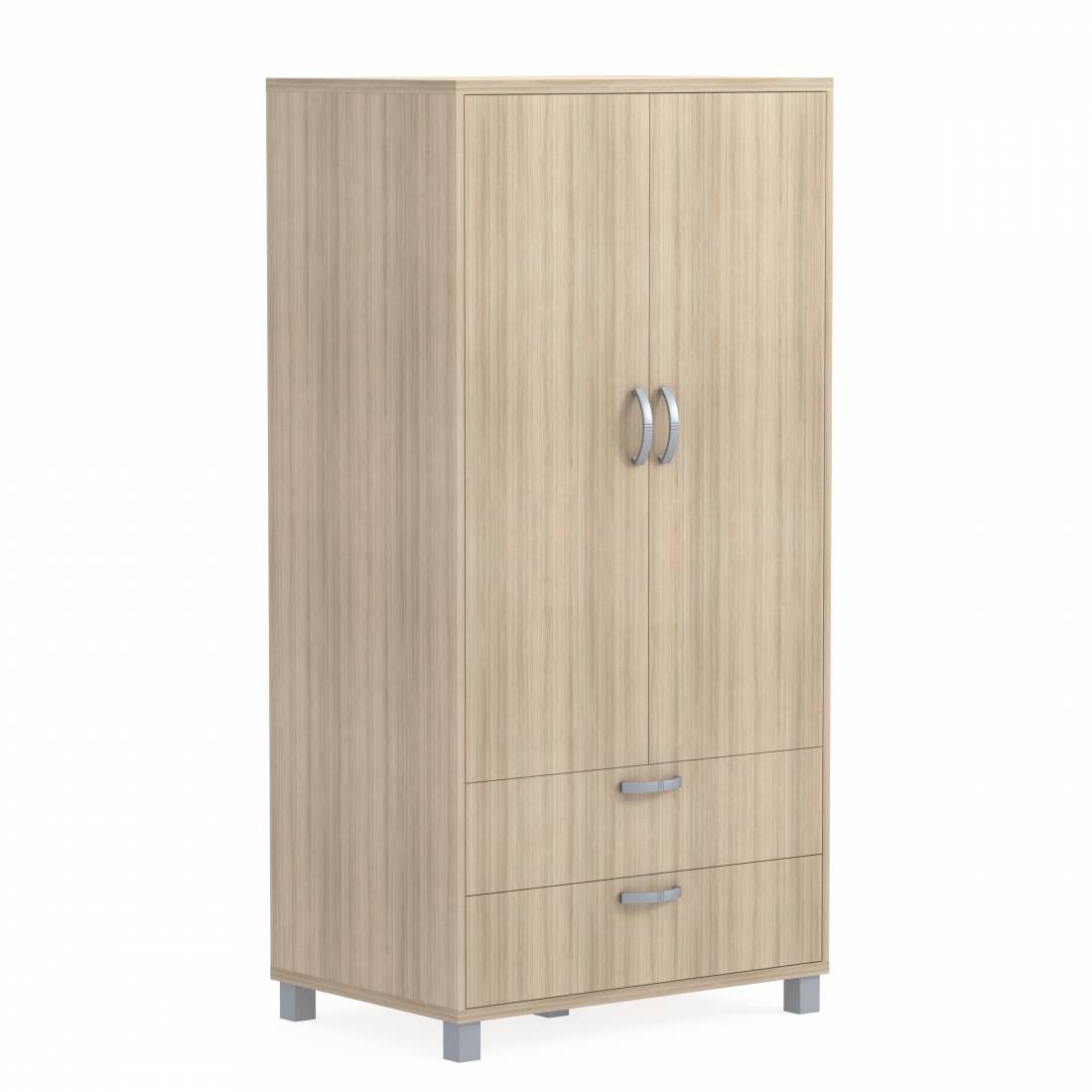 Aldon™ Divided Wardrobe, Metal Legs, Fixed Upper Shelf & Coat Rail, Two Drawers GCEXWD04LN