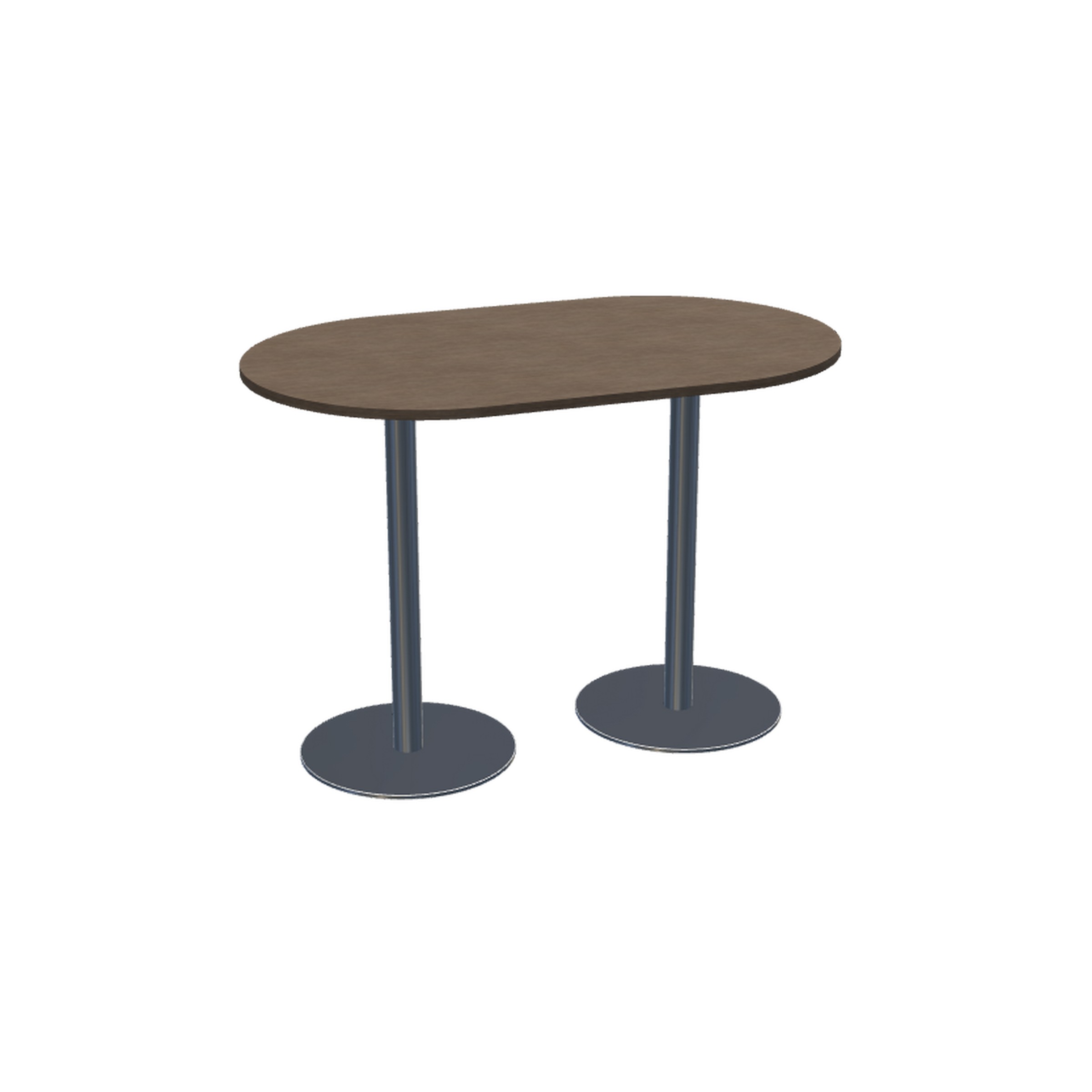 Swap™ Bar Height Table (41.5" High Two Bases) Racetrack Top and Round Bases